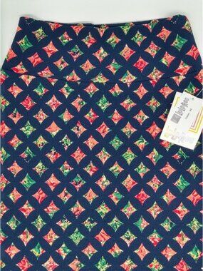 Women's size XS Pencil Diamond Pattern Skirt LuLaRoe‎ Cassie Navy Red NWT